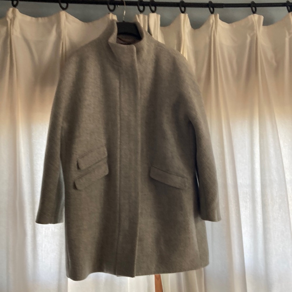 J. Crew Gray Long Wool Blend Coat